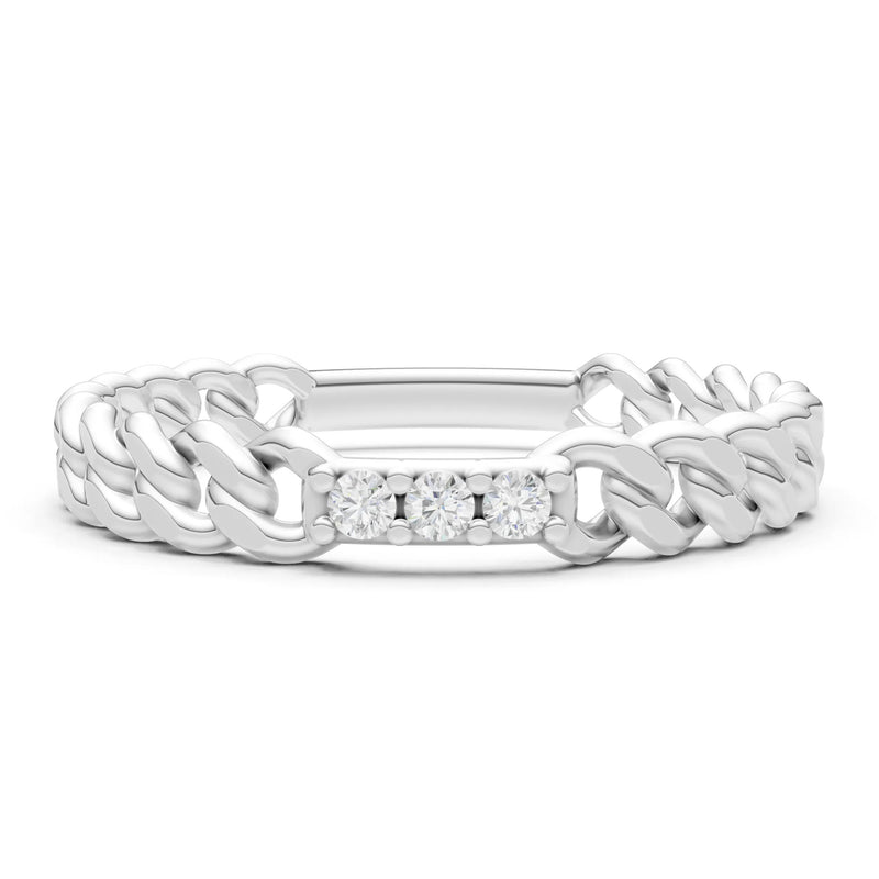 Dainty Chain Link 3-Stone Ring – Round