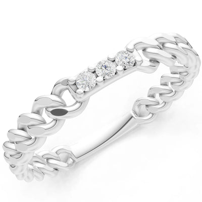 Dainty Chain Link 3-Stone Ring – Round