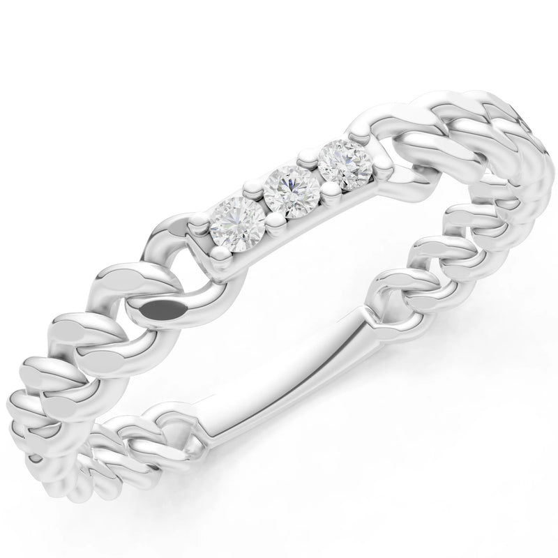 Dainty Chain Link 3-Stone Ring – Round