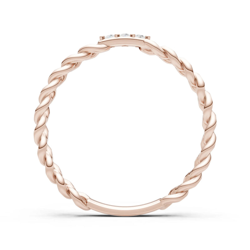 Dainty Chain Link 3-Stone Ring – Round