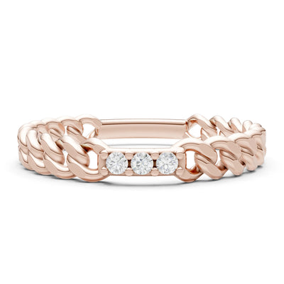 Dainty Chain Link 3-Stone Ring – Round