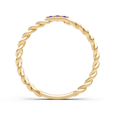 Dainty Chain Link 3-Stone Ring – Round