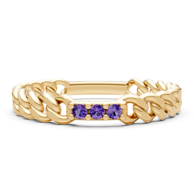 Dainty Chain Link 3-Stone Ring – Round