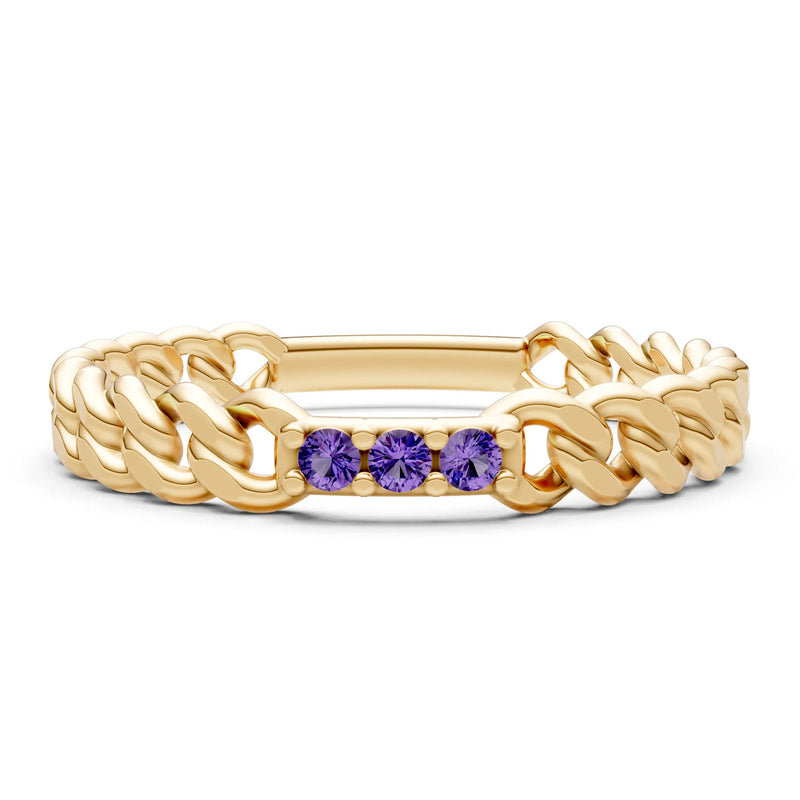 Dainty Chain Link 3-Stone Ring – Round