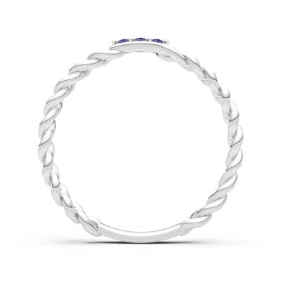 Dainty Chain Link 3-Stone Ring – Round