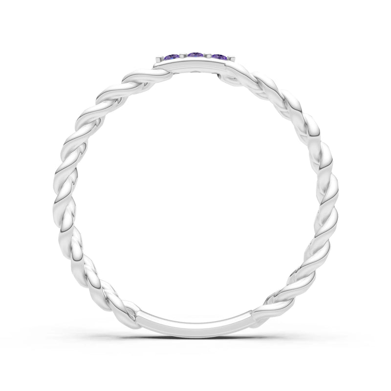 Dainty Chain Link 3-Stone Ring – Round