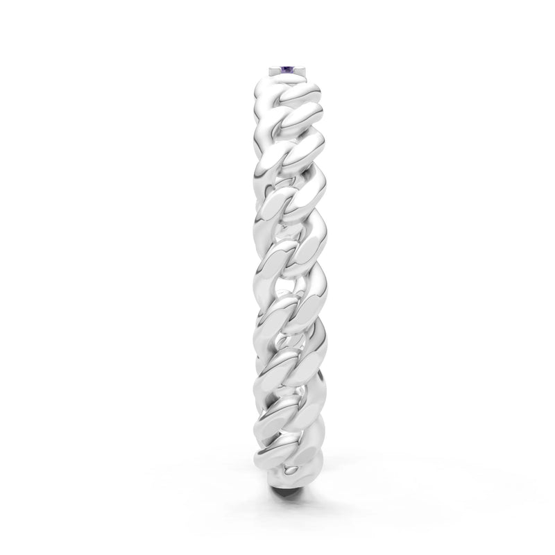 Dainty Chain Link 3-Stone Ring – Round
