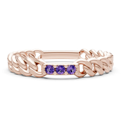Dainty Chain Link 3-Stone Ring – Round