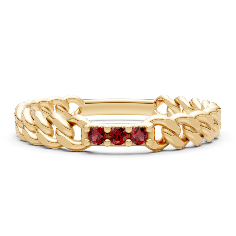 Dainty Chain Link 3-Stone Ring – Round