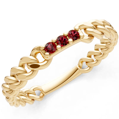 Dainty Chain Link 3-Stone Ring – Round