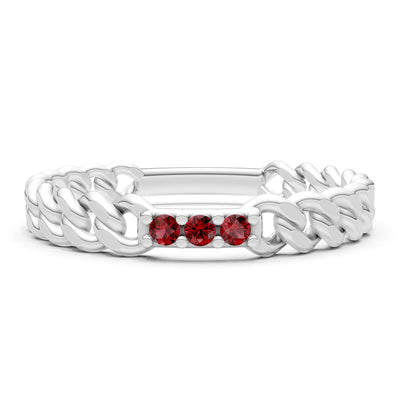 Dainty Chain Link 3-Stone Ring – Round