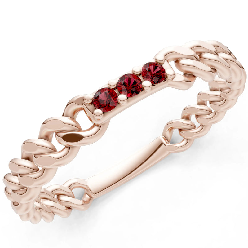 Dainty Chain Link 3-Stone Ring – Round