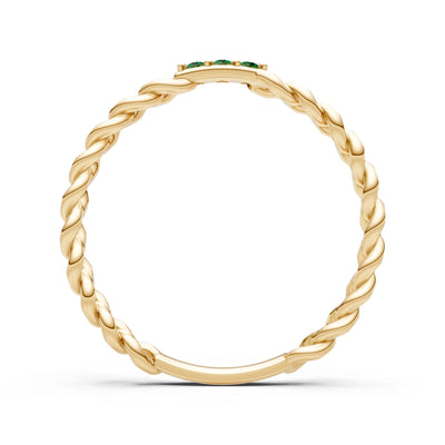 Dainty Chain Link 3-Stone Ring – Round