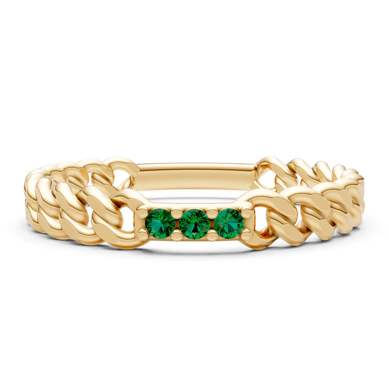 Dainty Chain Link 3-Stone Ring – Round