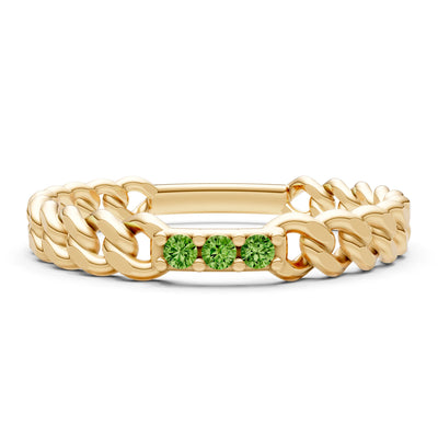 Peridot Dainty Chain Link 3-Stone Ring