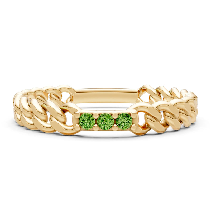 Dainty Chain Link 3-Stone Ring – Round