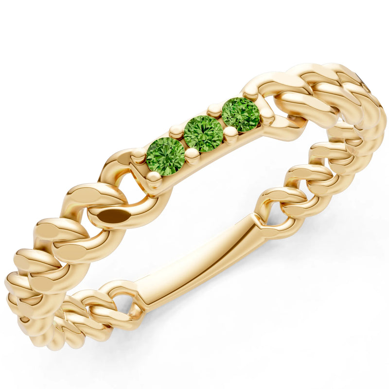 Peridot Dainty Chain Link 3-Stone Ring