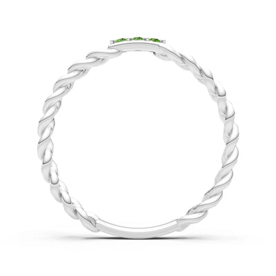 Peridot Dainty Chain Link 3-Stone Ring