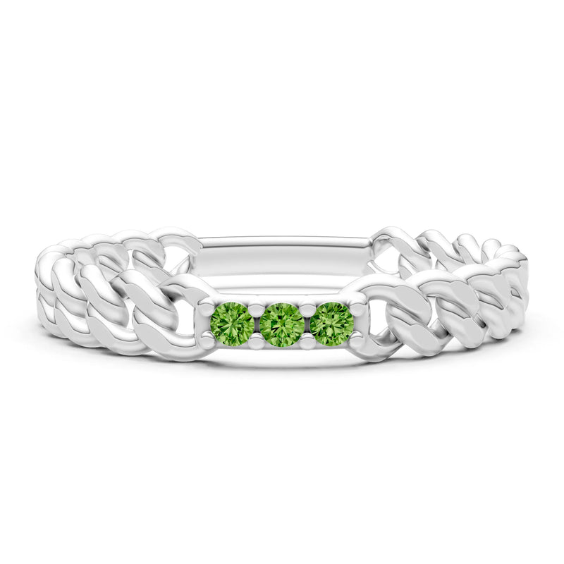 Peridot Dainty Chain Link 3-Stone Ring