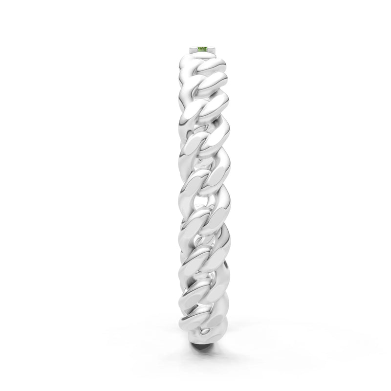Peridot Dainty Chain Link 3-Stone Ring