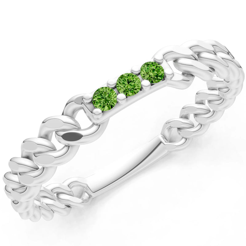 Peridot Dainty Chain Link 3-Stone Ring