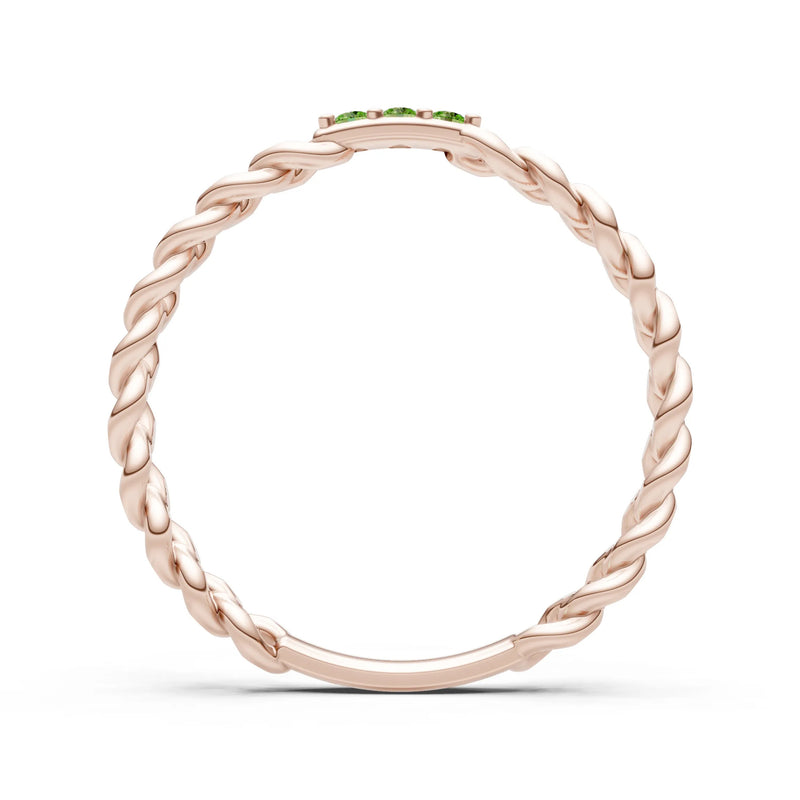 Peridot Dainty Chain Link 3-Stone Ring