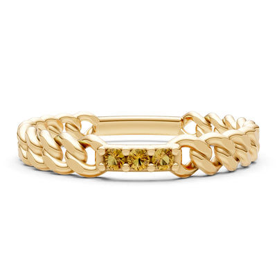 Citrine Dainty Chain Link 3-Stone Ring