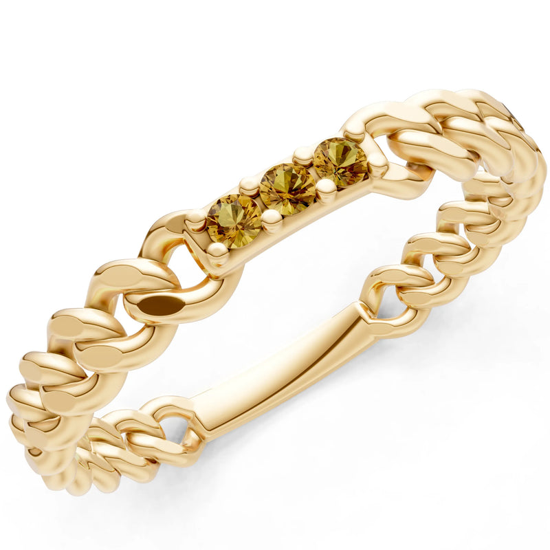 Dainty Chain Link 3-Stone Ring – Round