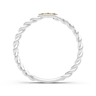 Dainty Chain Link 3-Stone Ring – Round
