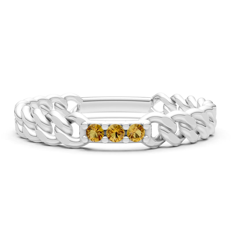 Dainty Chain Link 3-Stone Ring – Round