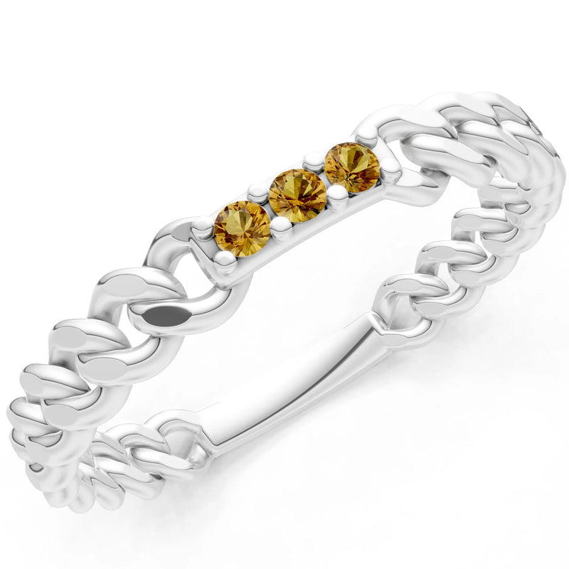 Dainty Chain Link 3-Stone Ring – Round