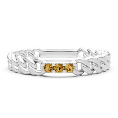 Citrine Dainty Chain Link 3-Stone Ring