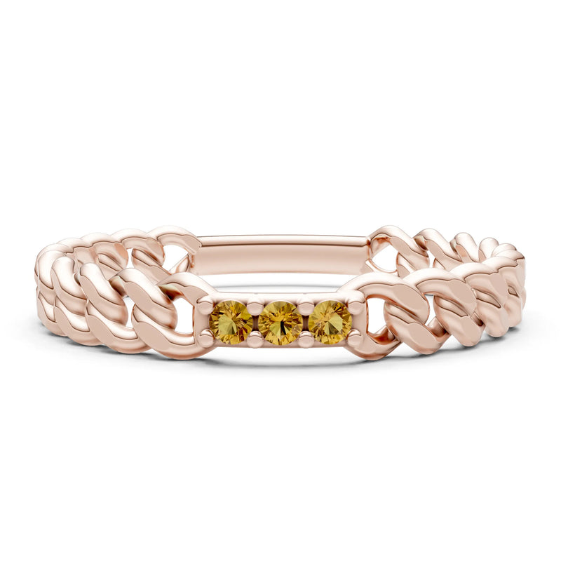 Dainty Chain Link 3-Stone Ring – Round