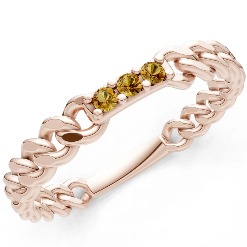 Citrine Dainty Chain Link 3-Stone Ring