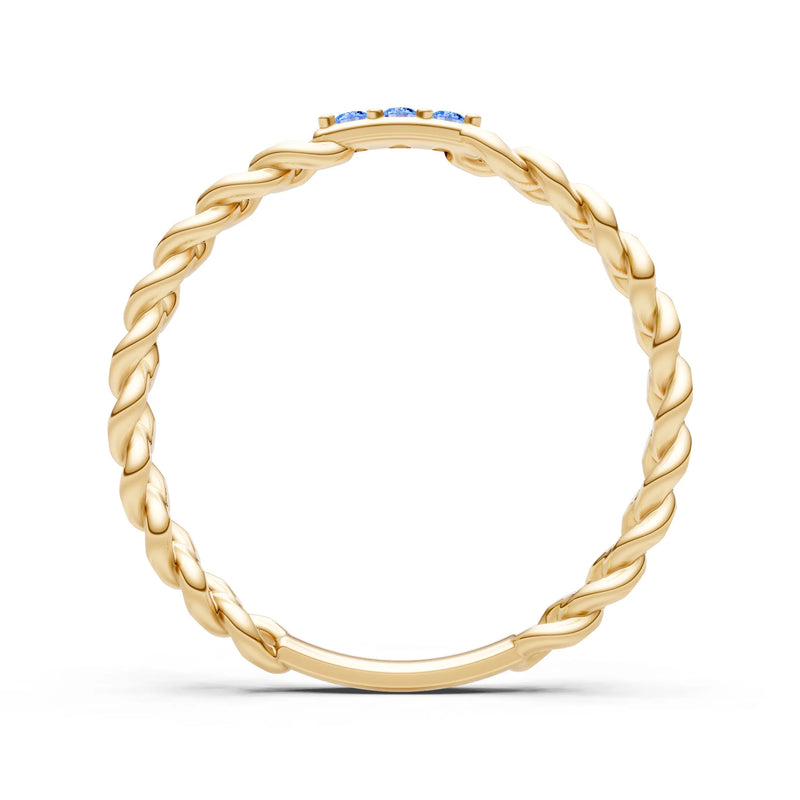 Dainty Chain Link 3-Stone Ring – Round