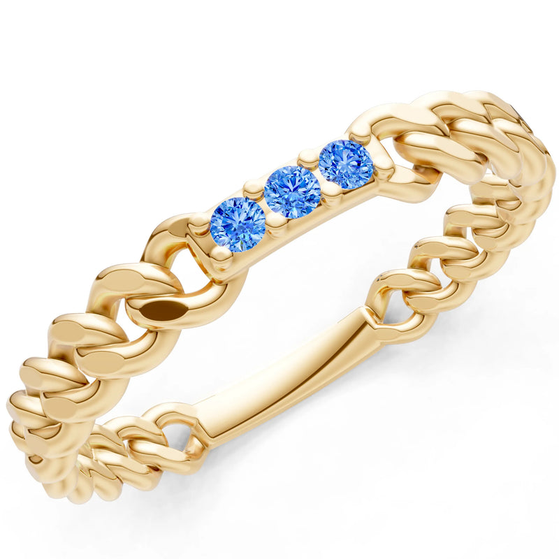 Dainty Chain Link 3-Stone Ring – Round