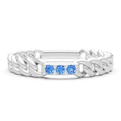 Dainty Chain Link 3-Stone Ring – Round
