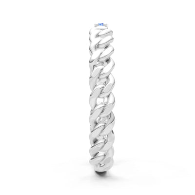 Dainty Chain Link 3-Stone Ring – Round