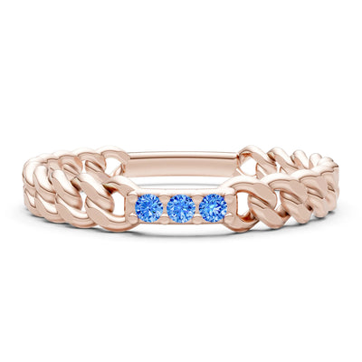 Dainty Chain Link 3-Stone Ring – Round