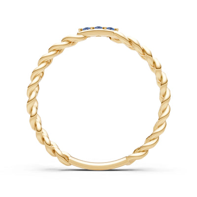 London Blue Topaz Dainty Chain Link 3-Stone Ring