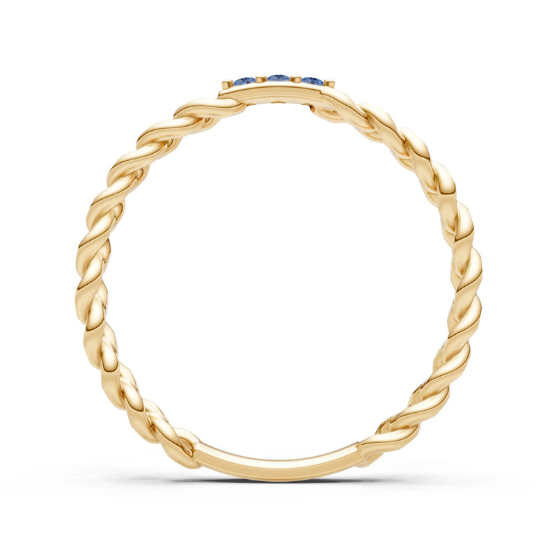 London Blue Topaz Dainty Chain Link 3-Stone Ring
