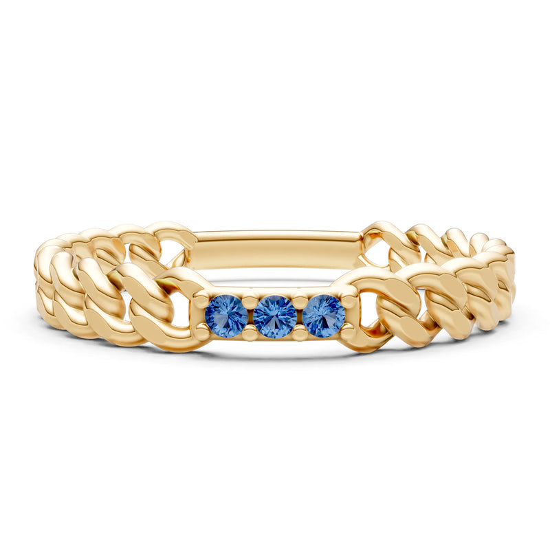 Dainty Chain Link 3-Stone Ring – Round