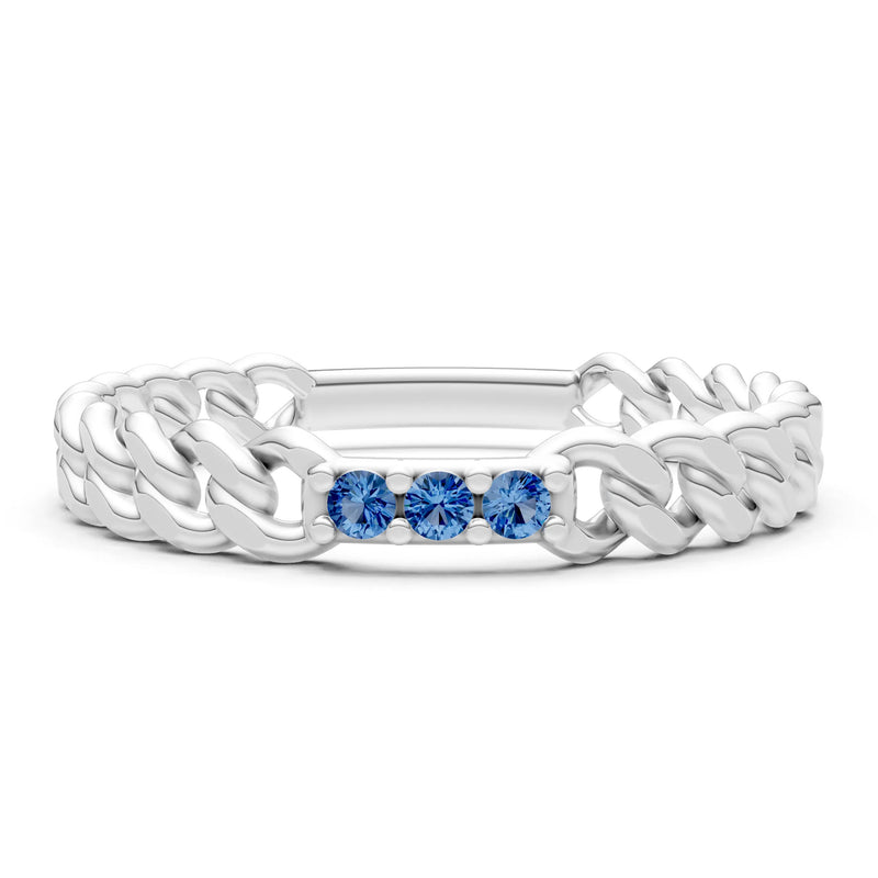Dainty Chain Link 3-Stone Ring – Round