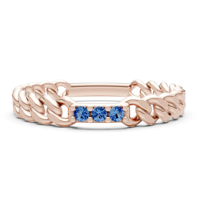 Dainty Chain Link 3-Stone Ring – Round