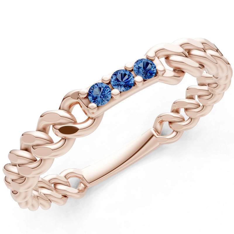 Dainty Chain Link 3-Stone Ring – Round