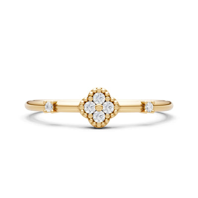 Dainty Gemstone Flower Cluster Ring – Round