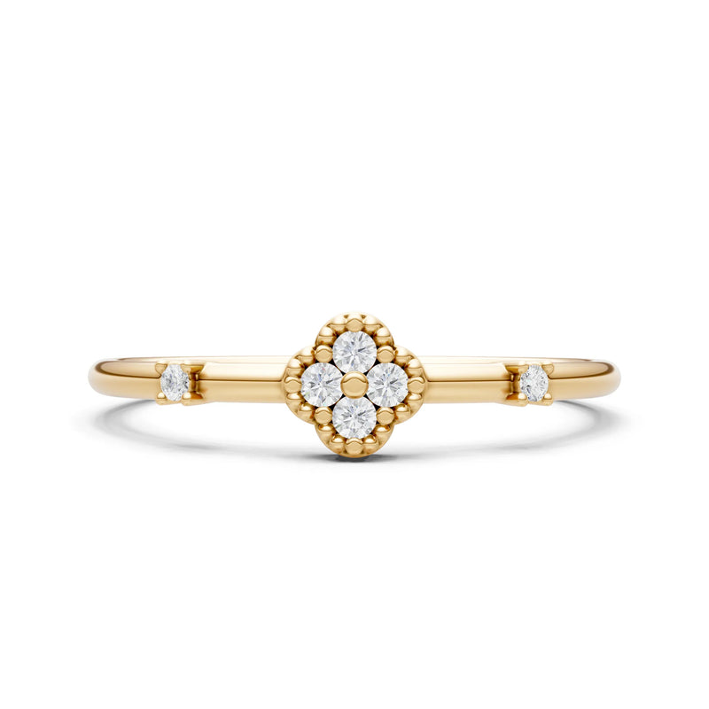 Dainty Gemstone Flower Cluster Ring – Round