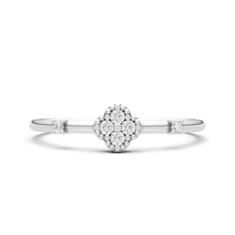 Dainty Gemstone Flower Cluster Ring – Round