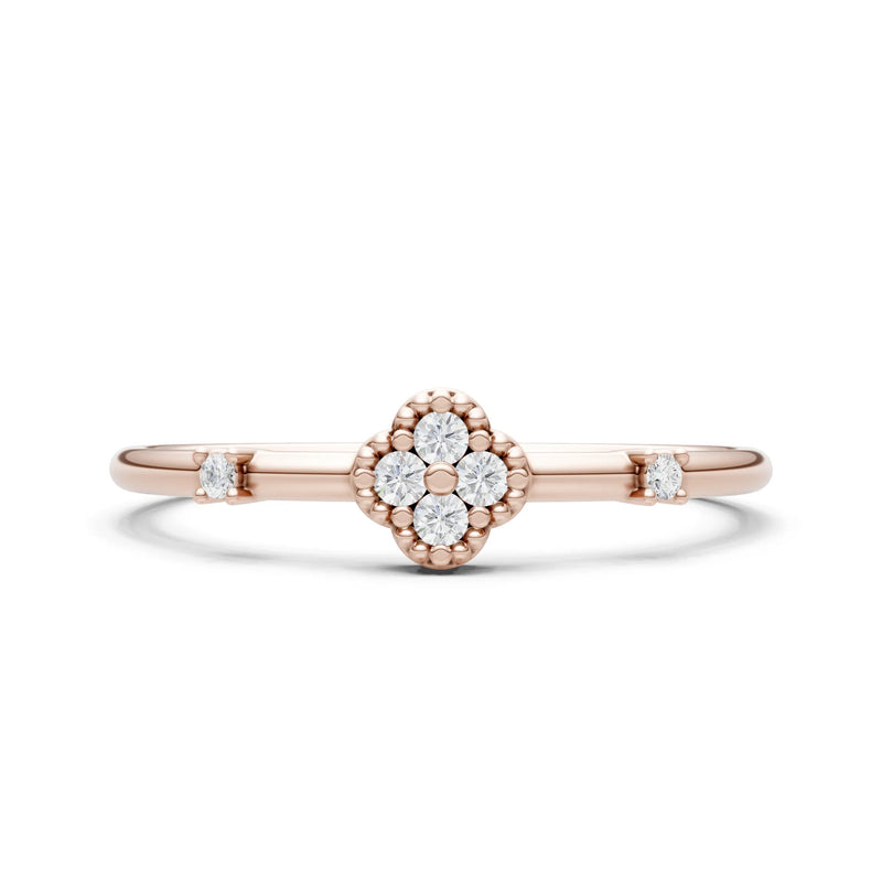Dainty Gemstone Flower Cluster Ring – Round