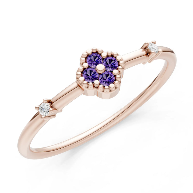 Dainty Gemstone Flower Cluster Ring – Round